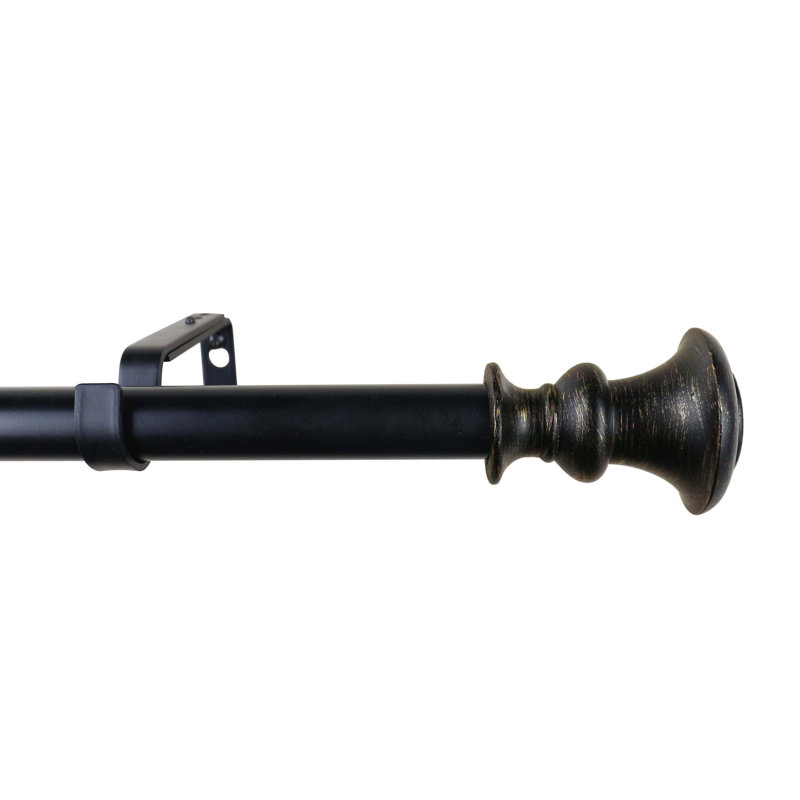 Ensemble de tringle à rideaux simple et quincaillerie réglable Kelliher, l 84 po x P 6,75 po, Doré brulé