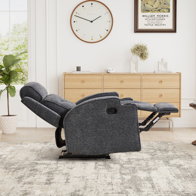 31.5'' Wide Manual Recliner Chair With Dual Cup Holders And Soft Microfiber Upholstery, Dark Gray