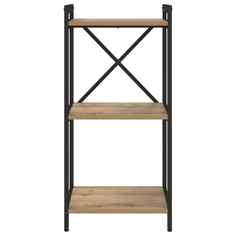 Steel Bookcase, Light Brown, (3 Shelves) 83cm H x 40cm W x 30cm D