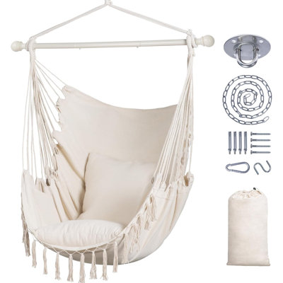 Hammock Chair Hanging Rope Swing Seat-Max 450lbs Capacity, Extra Large Macrame Hanging Swing