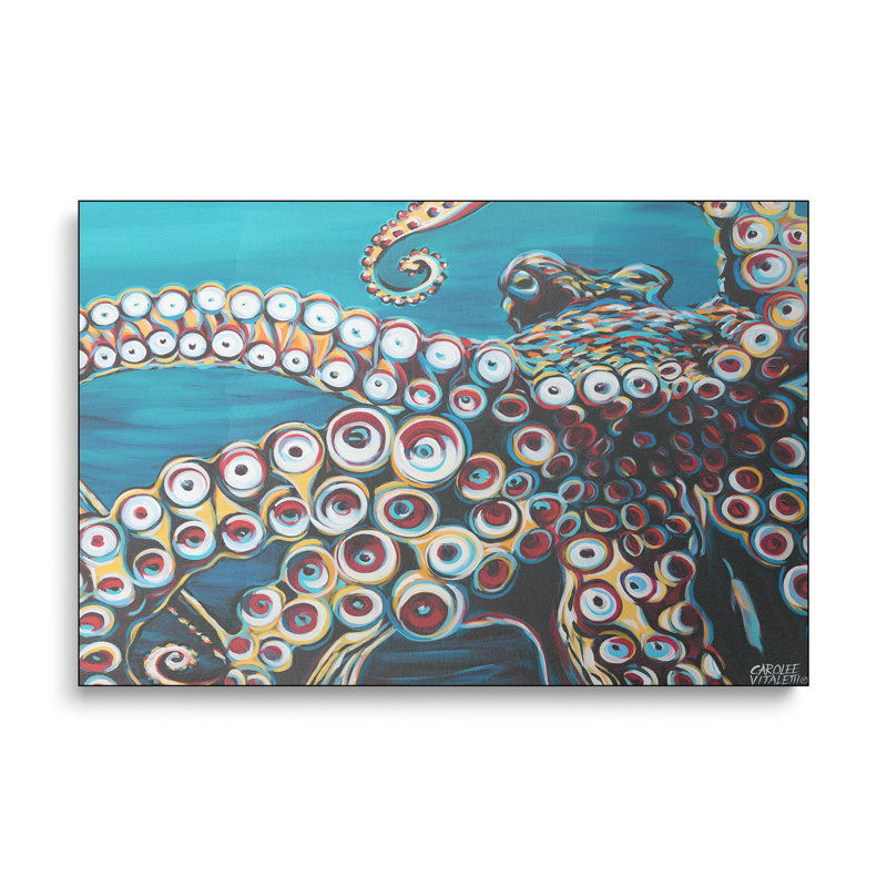 Reproduction d'art sur toile en métal, "Steppeix Wild Octopus I" par Carolee Vitaletti