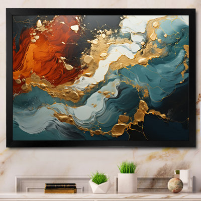 Tempête de marbre bleu et doré I - art mural abstrait