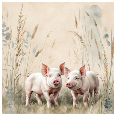 Two Piglets In Field Blankets