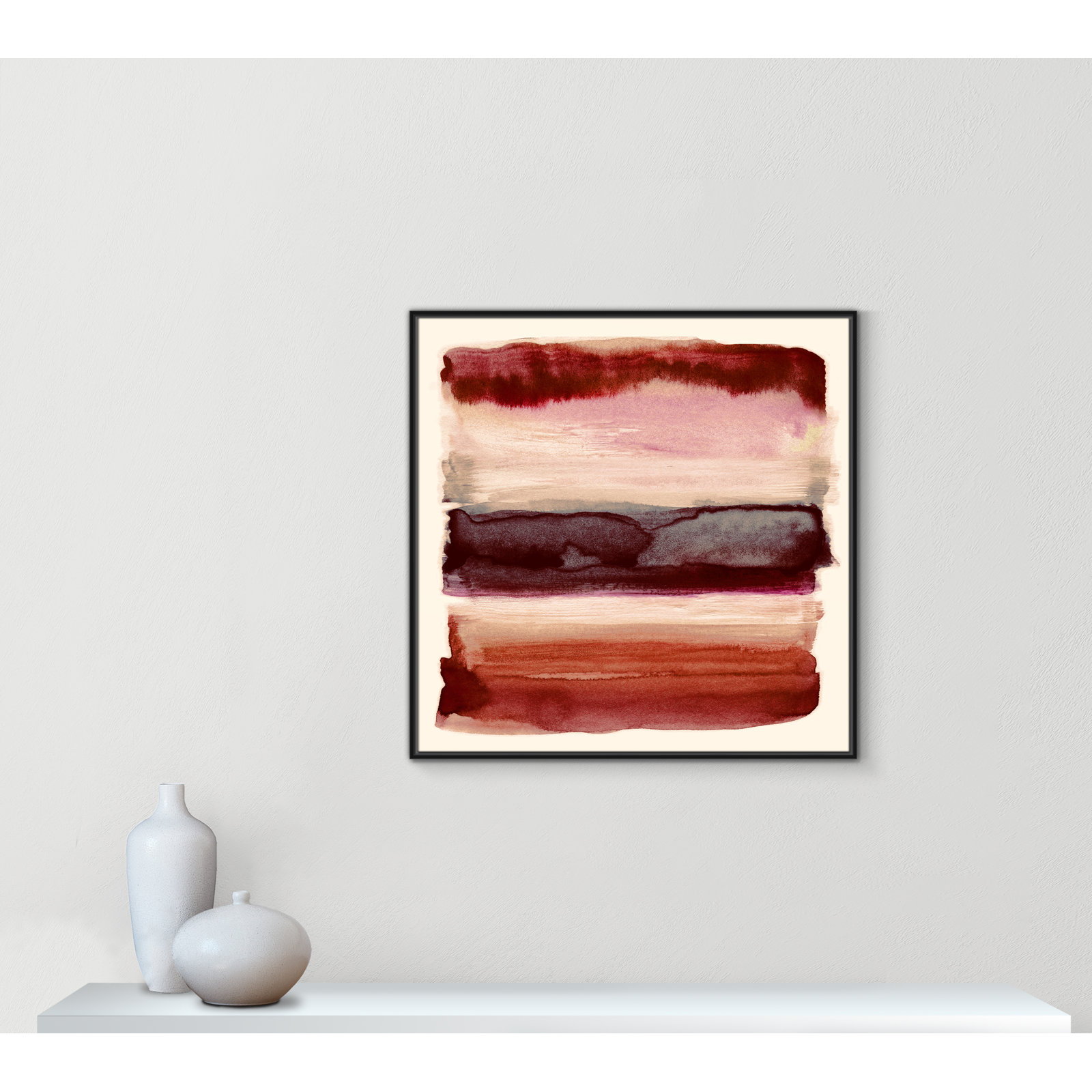 Sky Collection "Burgundy Sky II" Print by Nan, Black, 37.5" H x 37.5" W