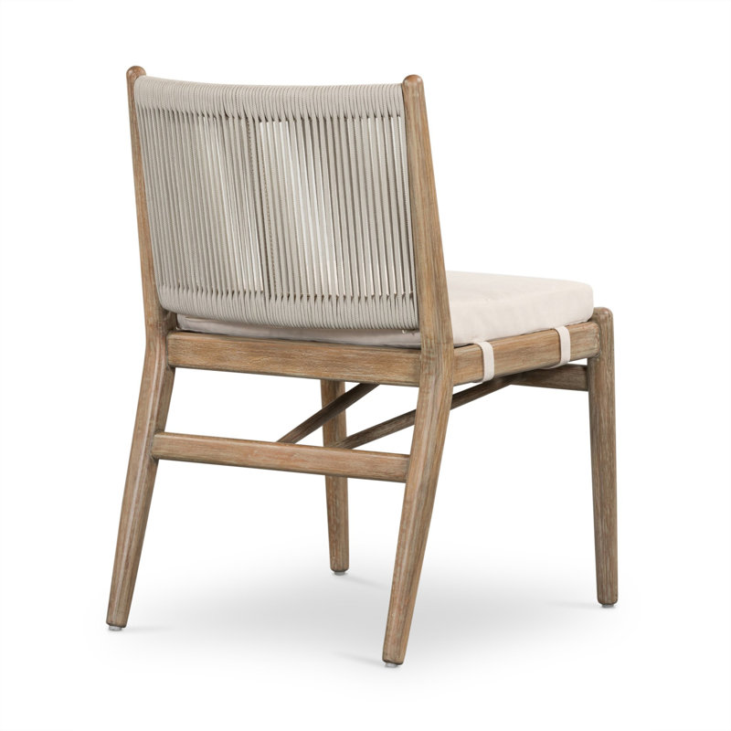 Rosen Outdoor Dining Side Chair, Natural Frame/Lakin Oat Cushion