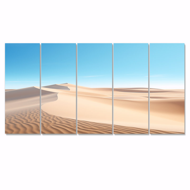 «Blue Sky Over Desert Dunes - Desert Wall Art Decor», 5 pièces, H 28 po x l 60 po
