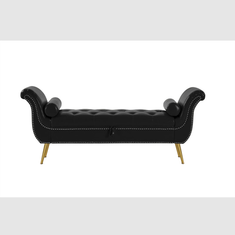 Kilner Faux Leather Upholstered Storage Bench, Black