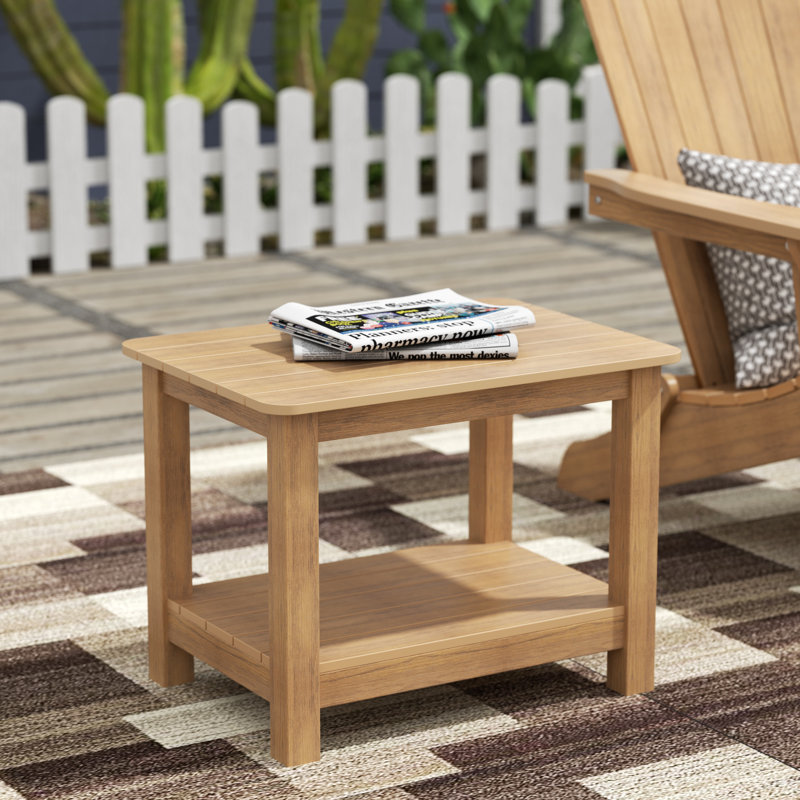 Arrlo Outdoor All-Weather Poly Side Table, Teak