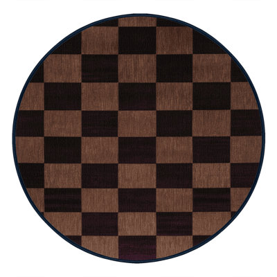 Machine Washable Checkered Black Area Rug