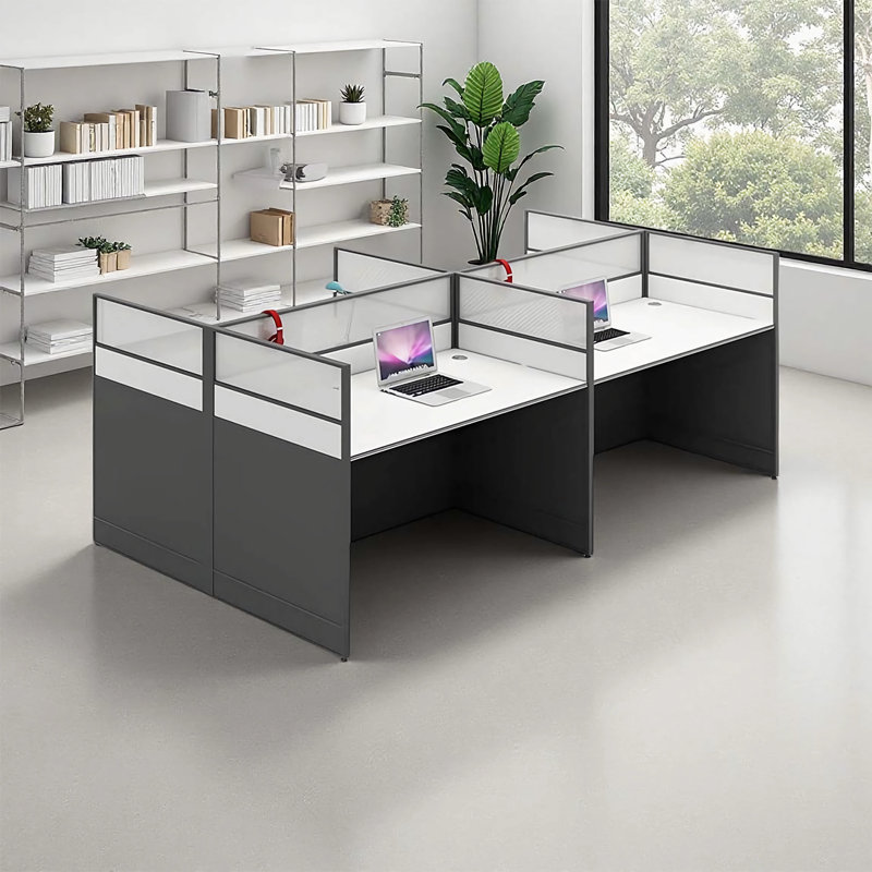 Rectangle 4 Person Benching Workstation with Cable