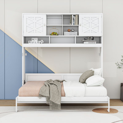 Space-Saving Queen Wood Murphy Bed with Ample Storage Shelves