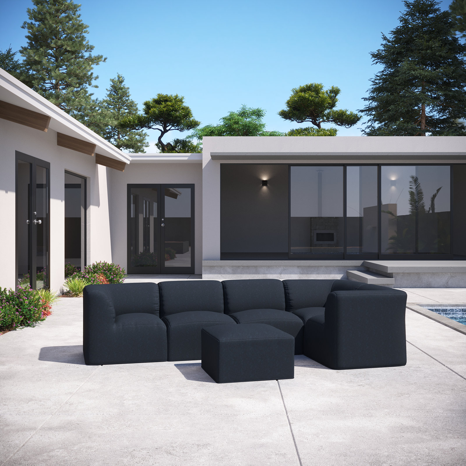 Praia 6-Person Patio Seating Group, Canvas Navy Sunbrella® Canvas