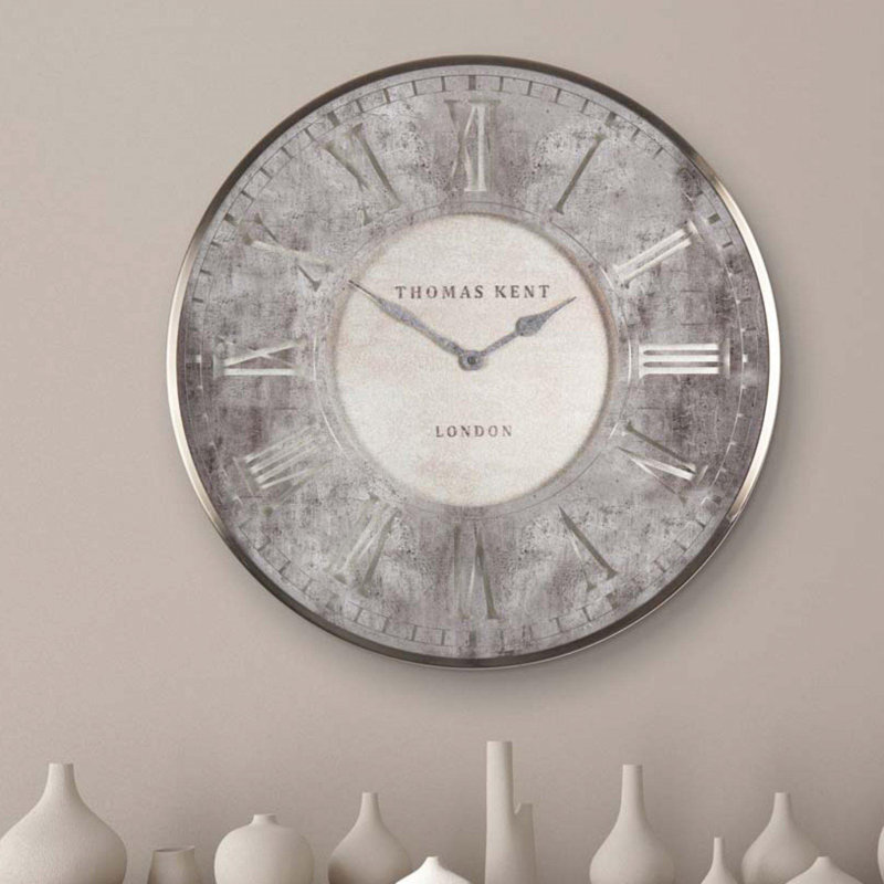 Florentine Wall Clock, 76cm H x 76cm W x 6cm D, Silver