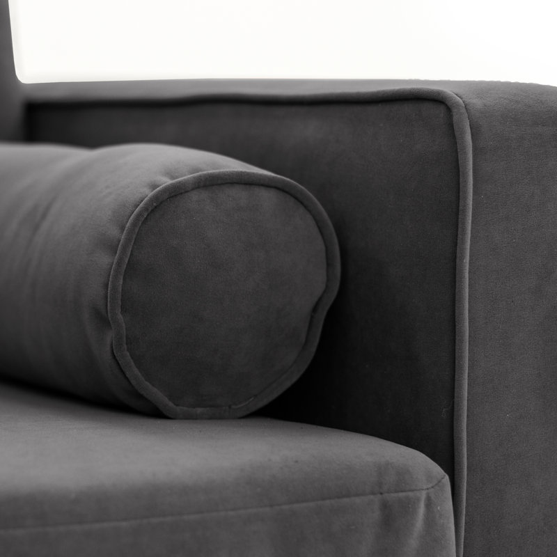 Boubacar 4 Seater Velvet Sofa, Grey, Black
