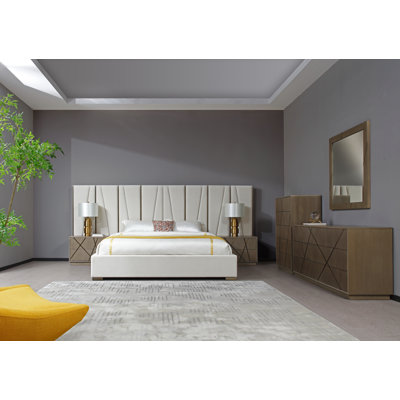Nixa 5 Piece Upholstered Velvet Bedroom Set