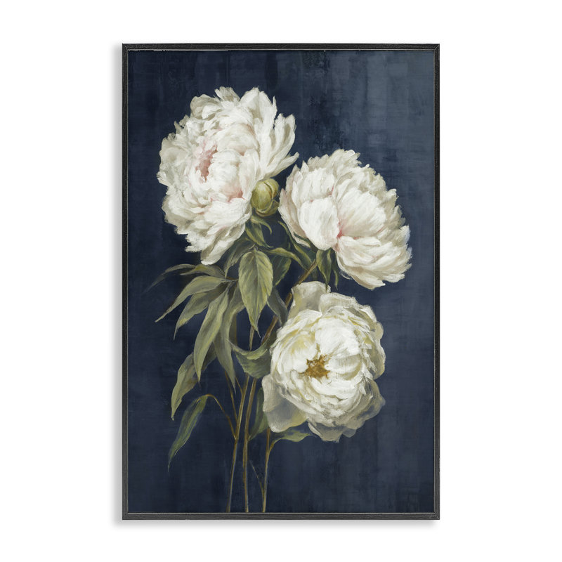  «Stupell Industries Blossoms on Blue», estampe numérique par Alex Black, H 18 po x l 12 po, Giclée encadrée noir minuit