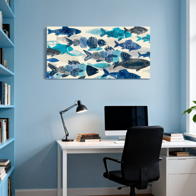 Animaux, poisson bleu, impression géométrique