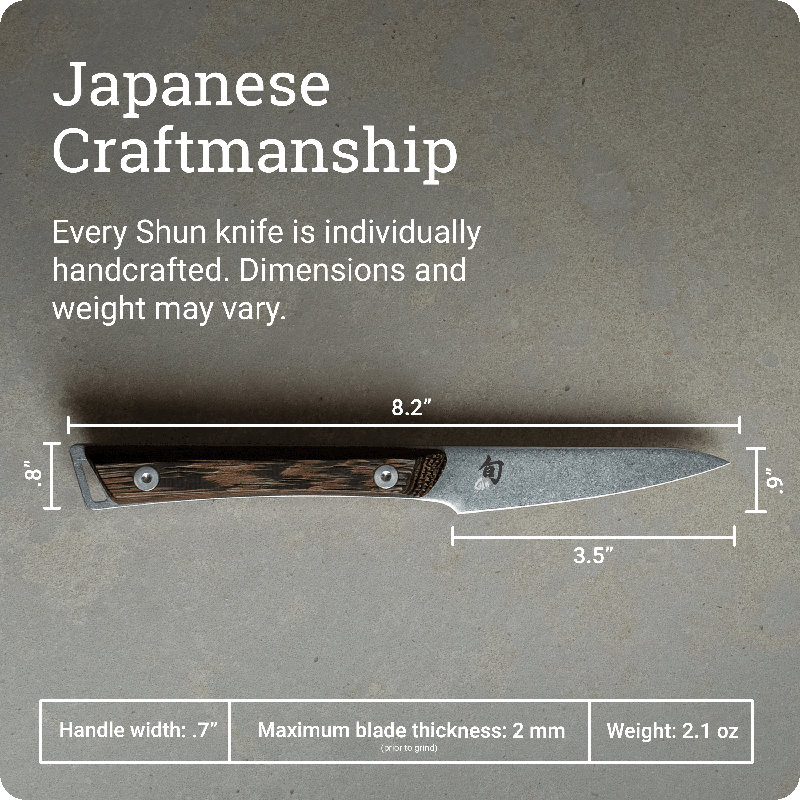 Couteau d'office Shun Kanso de 3,5 po, couteau à légumes et à fruits japonais fabriqué à la main, lame en acier inoxydable AUS10A, poignée en Tagayasan, petit outil de cuisine pour éplucher, carailler et couper
