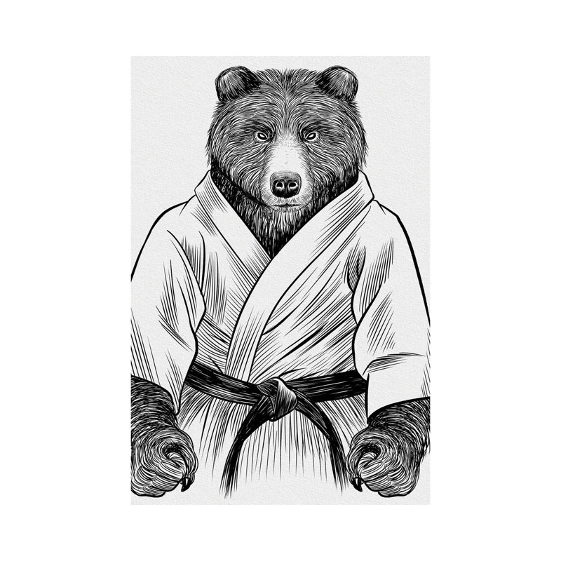 Grizzly Bear Judo by Alberto Perez - Wrapped Canvas Painting, 152.5 cm H x 101.5 cm W