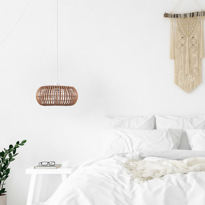 Luminaire suspendu à abat-jour en rotin 1 lumière Mancos