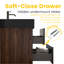 Meuble-lavabo 60 po en noyer avec lavabo en quartz noir mat et tiroirs noirs doux, meuble-lavabo mural flottant pour salle de bain moderne, lavabo une pièce noir mat-1921165168