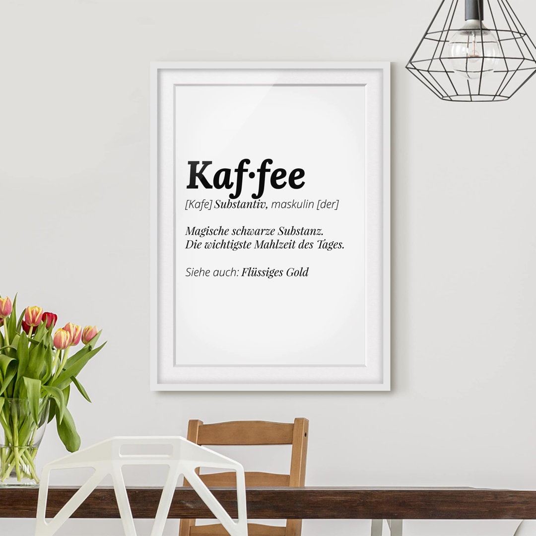 Gerahmte typografische Kunst Die Definition von Kaffee