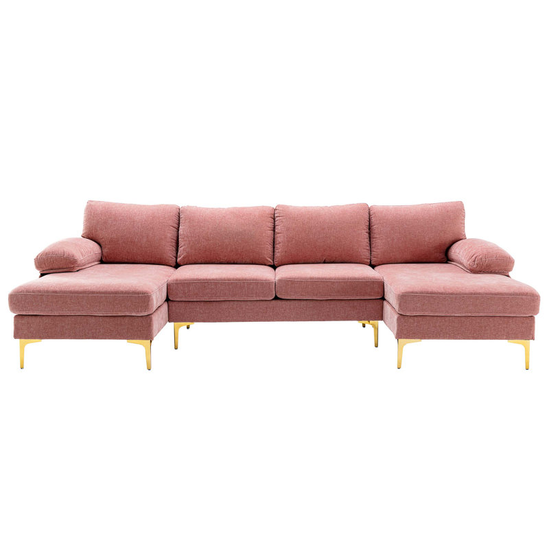 Lorrika 113.4'' Square Arm Sofa, Pink Polyester