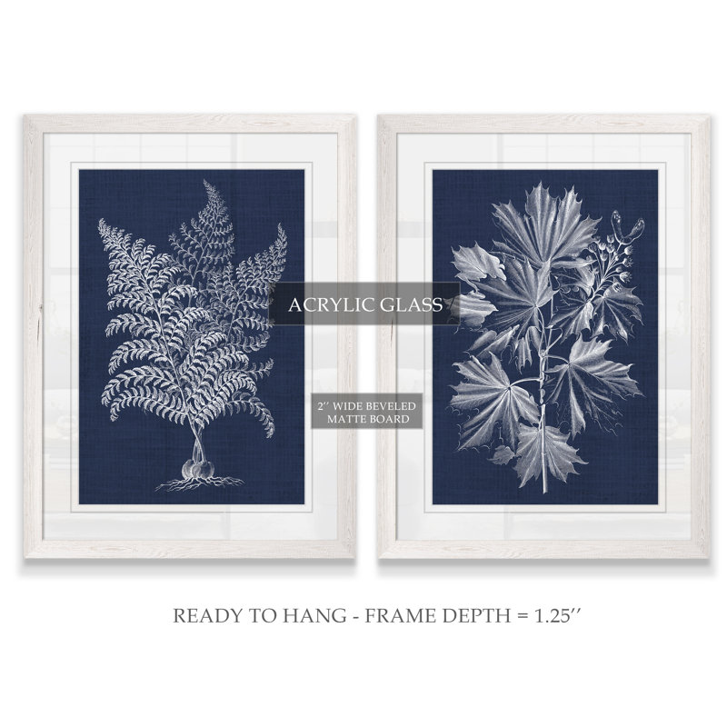 Lustr Foliage Chintz VI" - 2-Piece Painting Print Set, 24" H x 18" W, White, Framed Print with Mat