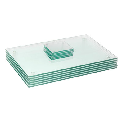 Harbour Housewares - 12pc Glass Placemats & Square Coasters Set - 40cm x 30cm