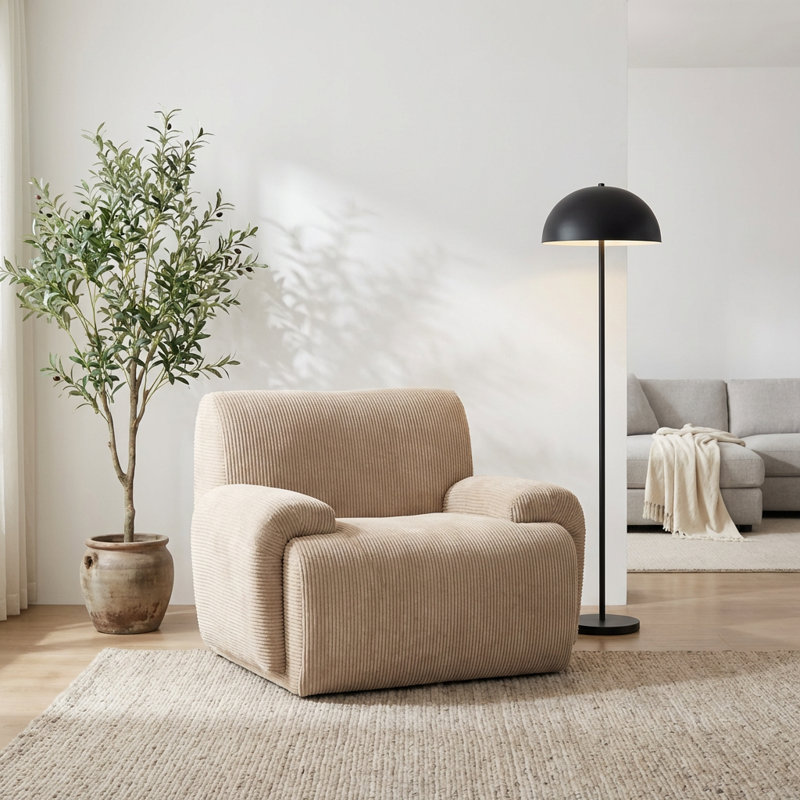 Fauteuil d'appoint large à rayures verticales en chenille