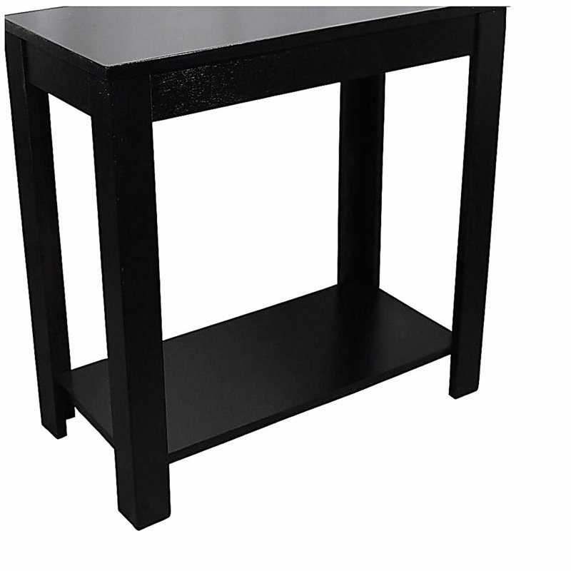 Grande table de bout en bois 24 po avec finition noire, Black