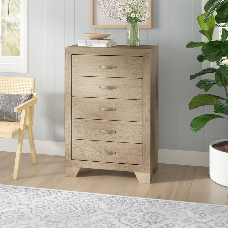 Commode rectangulaire à 5 tiroirs Miquell , Naturel