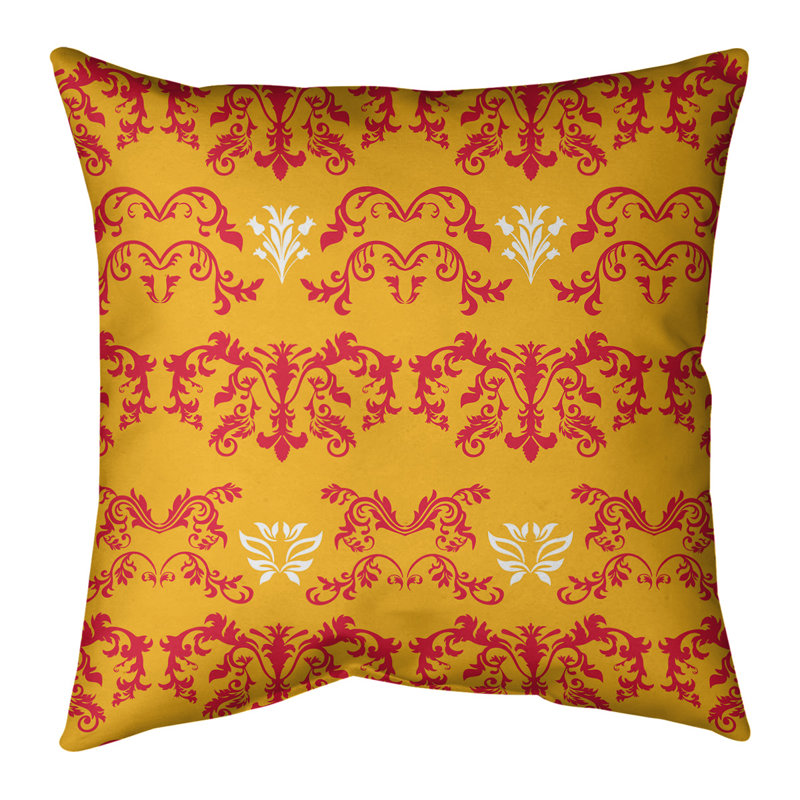 Housse de coussin Kansas City Football Baroque, 20 po X 20 po, Jaune / rose / blanc, Croisé en coton