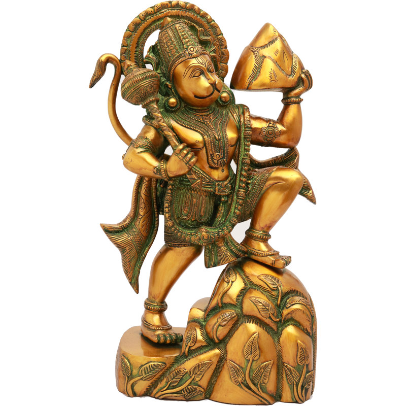 Handmade Statue Decorative Object, Greenish Gold