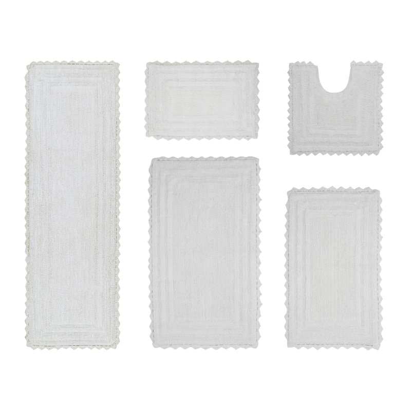 Ensemble de tapis de salle de bain 5 pièces Janayia, Blanc