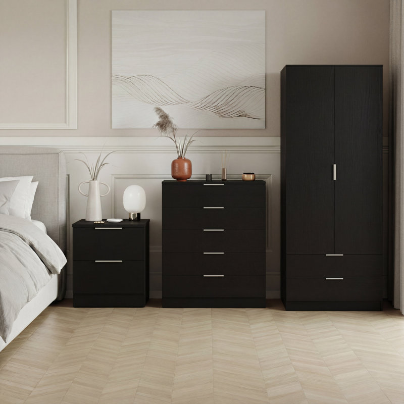 3 Piece Bedroom Set, Black