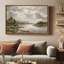 «Serene Lakeside Landscape with Distant Mountains and Soft Clouds», reproduction d'art encadrée-1900214403-1900214402
