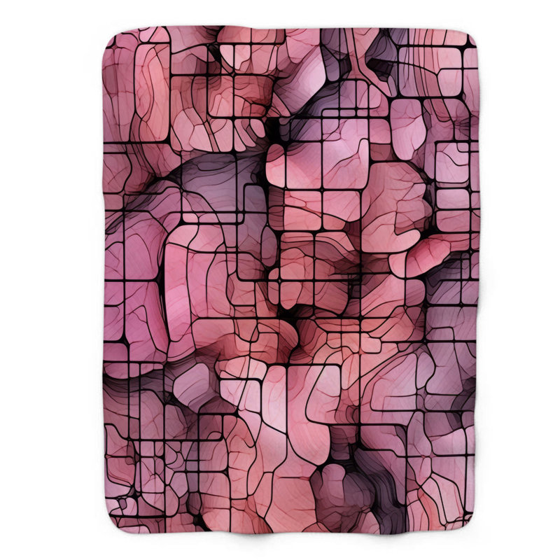 Couverture en verre rose 1 pièce Premium Fractures, Lit simple
