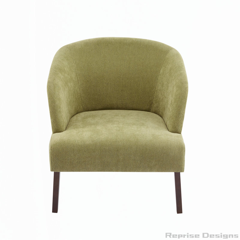 Chaise d'appoint rembourrée en tissu doux avec pieds en bois pour la lecture, Beige