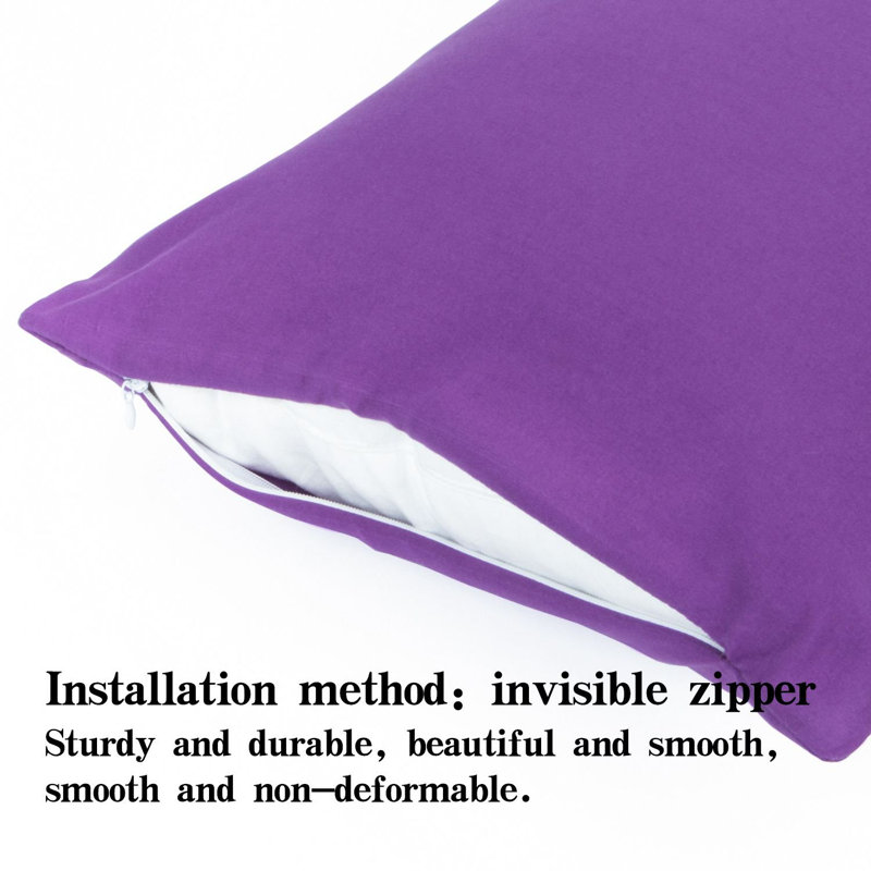 Two piece set of brushed ultra fine fiber zipper pillowcase, Purple