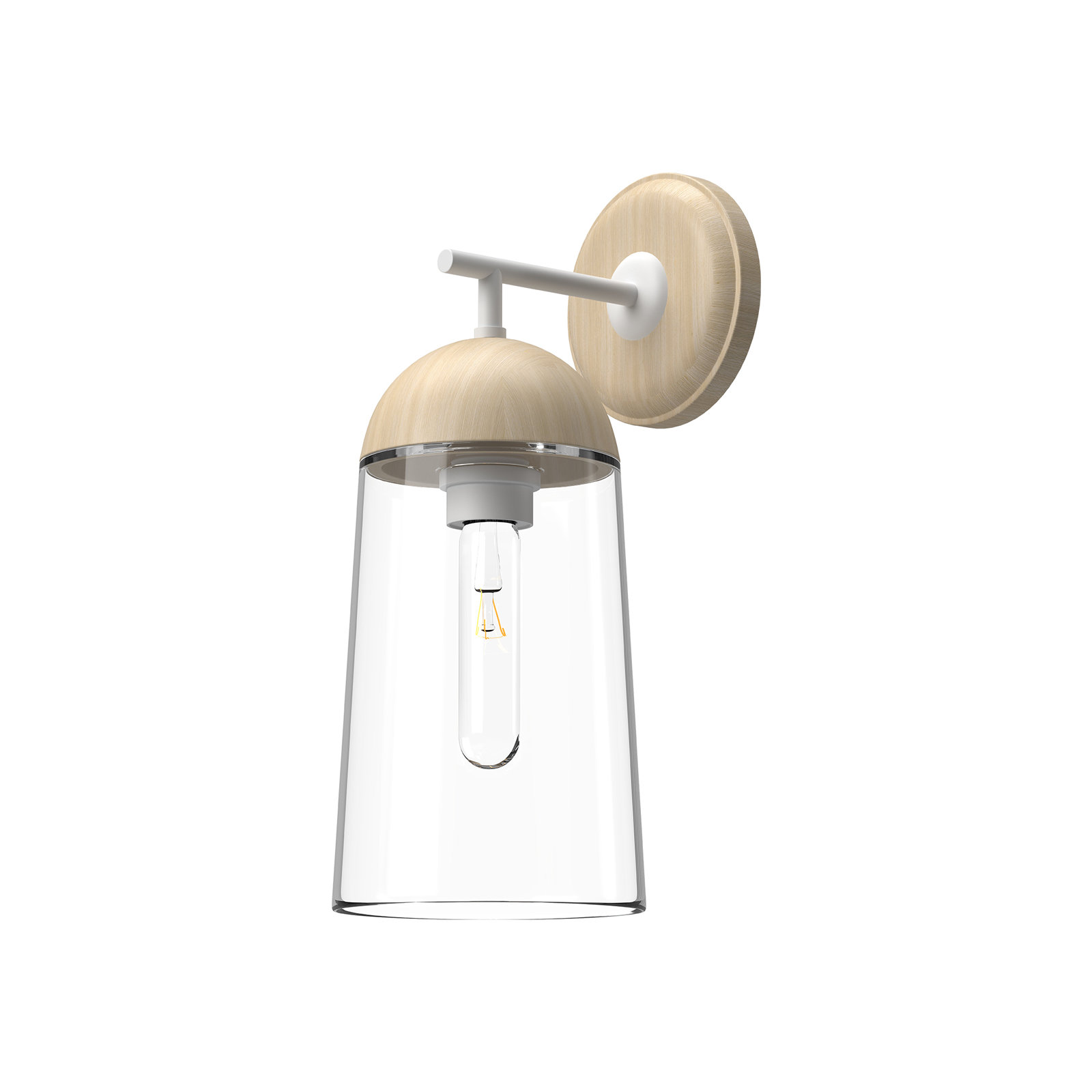 Shiloh Transparent Vanity Light, White/White Oak, 1