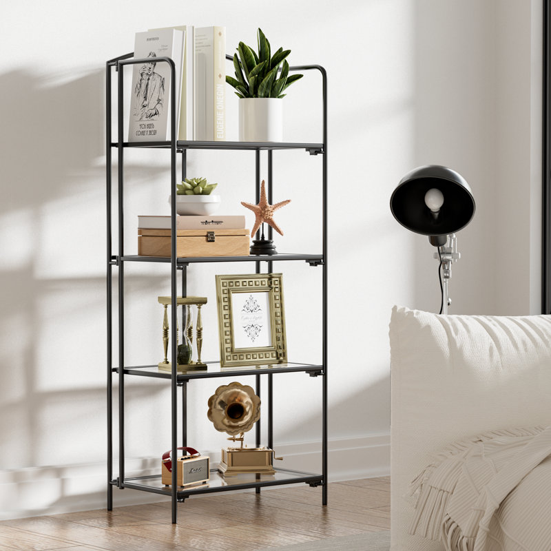 Sylvius Bookcase, (4 Shelves) 53.2" H x 22.4" W x 12.6" D, Black