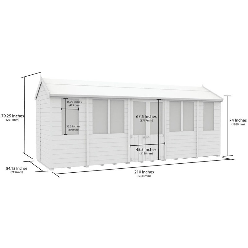 7ft x 18ft Apex Summer House