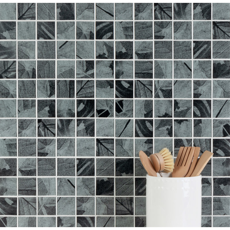 Artista 2" x 2" Straight Edge Glass Mosaic Tile, Gray