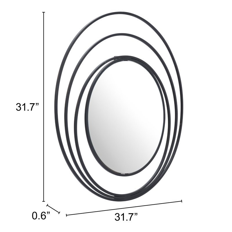 Miroir rond Cheevers Luna - noir