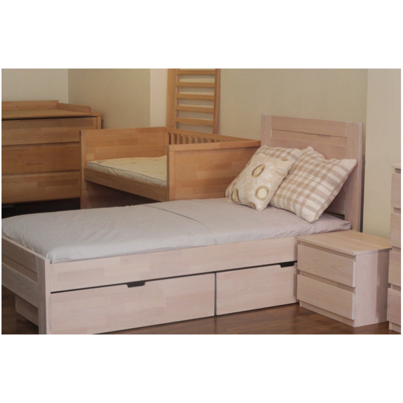 Lit plateforme avec rangement 2 boîtes Kamen, Beige, Simple