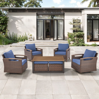 Arundel 7-Pieces Outdoor Patio Wicker Furniture Conversation Set With Coffee Table