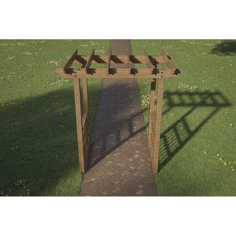 Springwood Golden Brown Cedar Wood Arbor with Flat Roof