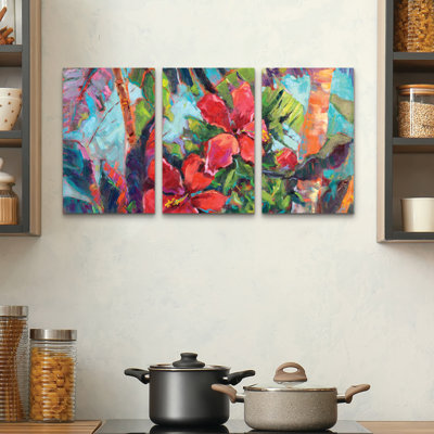 Ensemble de 3 panneaux d'art mural - Splash Of The Tropics Ii par Vision Studio pour la décoration de salon, de chambre ou de bureau 