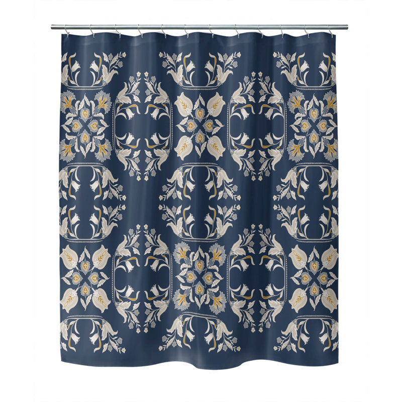 Rideau de douche léger Rumi, Bleu marine/blanc